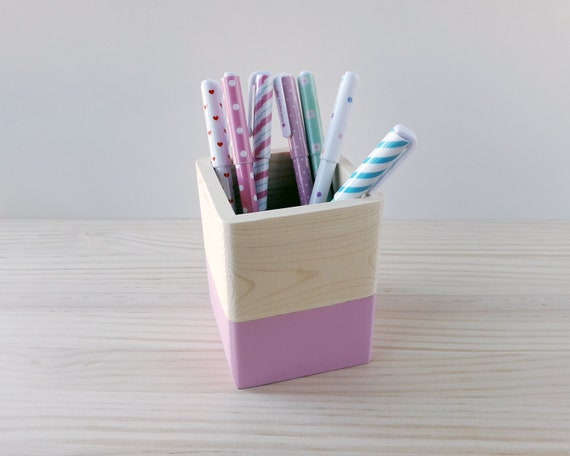 Portalápices rosa de madera, Lapicero de regalo para profesoras,  Organizador de escritorio para estudiantes -  México