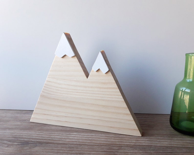 Snow capped wooden mountains, Minimalist and scandinavian home decor, Woodland nursery decor image 7