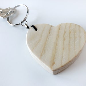 Wooden heart keychain, Mother's Day gift from son, Minimalist key ring for women image 9