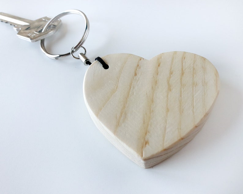 Wooden heart keychain, Mother's Day gift from son, Minimalist key ring for women image 9