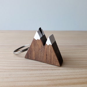 Wooden mountain keychain, Minimalist hikers gift, Rustic travelers gift image 5