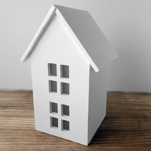 Hand painted decorative miniature house, Trendy scandinavian home decor, Little white wooden house nordic style