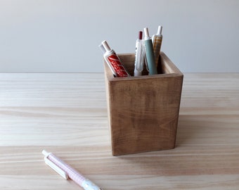Wooden pencil case, Nordic makeup brush pot, Modern desk organizer