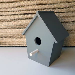 Wooden birdhouse in nordic style. Perfect kids room decor or nursery night light. Minimalist handmade children's lamp.