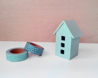 Miniature nordic wooden house. Trendy baby shower gift. Scandinavian style children's room or nursery decor. Great for Christmas.