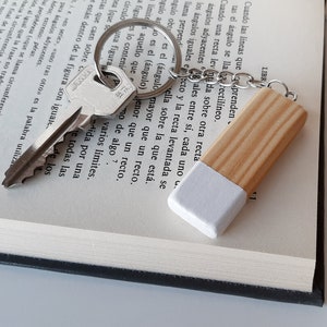 Customized wood keychain in Scandinavian design and minimalist style, Perfect for anniversary or business gifts image 8