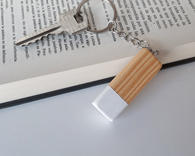 Customized wood keychain in Scandinavian design and minimalist style, Perfect for anniversary or business gifts image 7