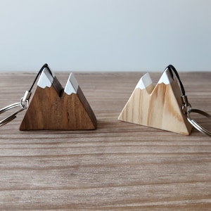 Wooden mountain keychain, Minimalist hikers gift, Rustic travelers gift image 10