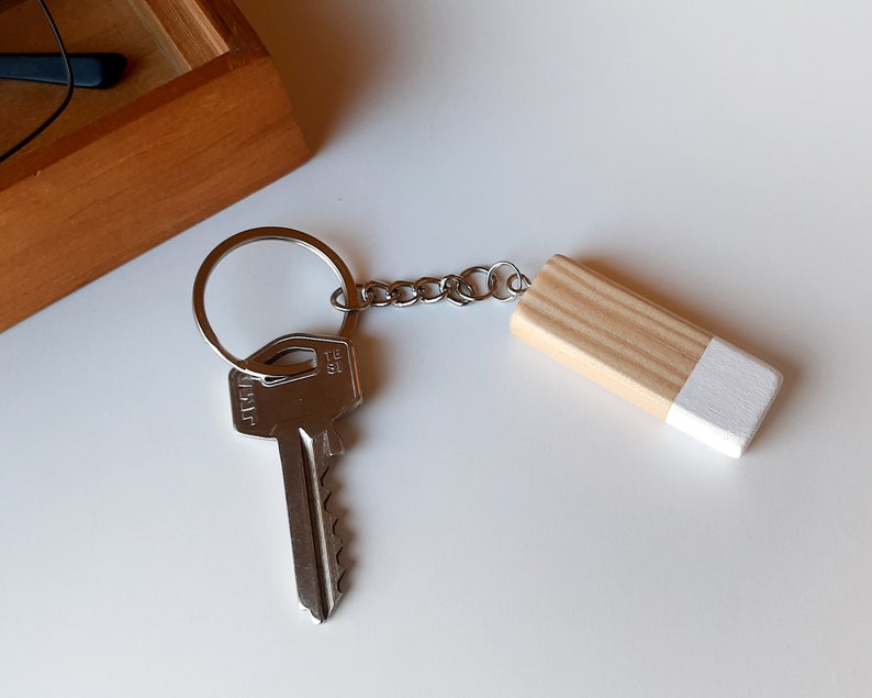 Customized wood keychain in Scandinavian design and minimalist style, Perfect for anniversary or business gifts image 6