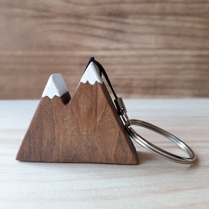 Wooden mountain keychain, Minimalist hikers gift, Rustic travelers gift image 9