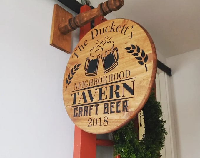 Personalized Custom Bar Sign Decor, Farm House Rustic Bar Sign, Pub Sign, Tavern Sign, Farm Style Sign, Street Sign, Restaurant Sign