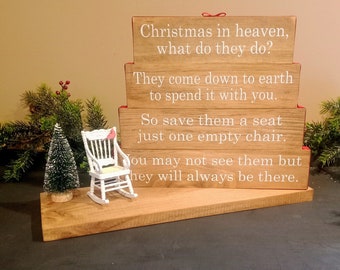 Christmas in Heaven, Christmas Memories, Christmas Keepsake, In Remembrance - White Rocking Chair is BACK!