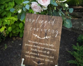 Unplugged Ceremony, Wooden Unplugged Sign, Rustic Ceremony Sign, Wood Wedding Sign, Unplugged Wedding