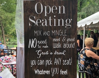 Open Seating Wedding Sign, 10"x15", Rustic Wooden Wedding Sign, Seating Sign, Wedding Seating Sign