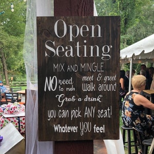 Open Seating Wedding Sign, 10&quot;x15&quot;, Rustic Wooden Wedding Sign, Seating Sign, Wedding Seating Sign