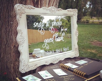 Decals for Mirror, Snap a Photo Decal, Wedding Guest Book, Wedding Decals, Instant Photo Guest Book, Polaroid Guest Book