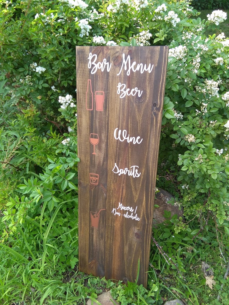 Bar Menu Sign 48 X 16 Wedding Bar Sign Wedding Etsy