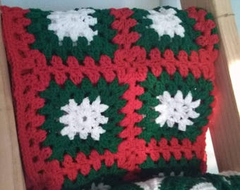 Granny Square Blanket, Holiday Blanket, Christmas Blanket, Christmas Throw, Granny Christmas Blanket, Farmhouse Christmas