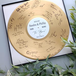 Gold Wedding Guest Book Idea, Custom Record Guest Book Vinyl Record, Birthday Guestbook, Personalized Wedding Decor, Anniversary Gift 50th