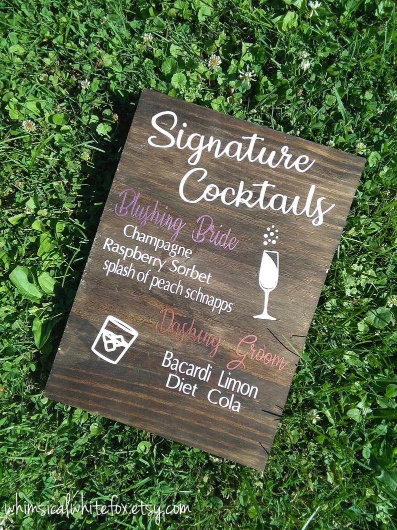 Personalized Signature Cocktail Sign Wedding Bar Sign Rustic Etsy