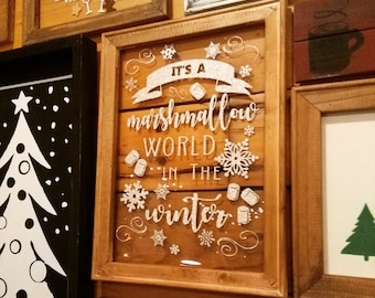Christmas Sign Marshmallow World In the Winter Sign Farm Christmas Sign Farmhouse Christmas Sign Christmas