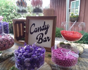 Candy Bar Sign, 12"x12 », Signe personnalisé, Signe personnalisé de bonbons de mariage, signe de buffet de sucrerie