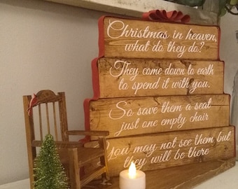 Christmas in Heaven, Christmas Memories, Christmas Keepsake, In Remembrance - Rocking chairs available