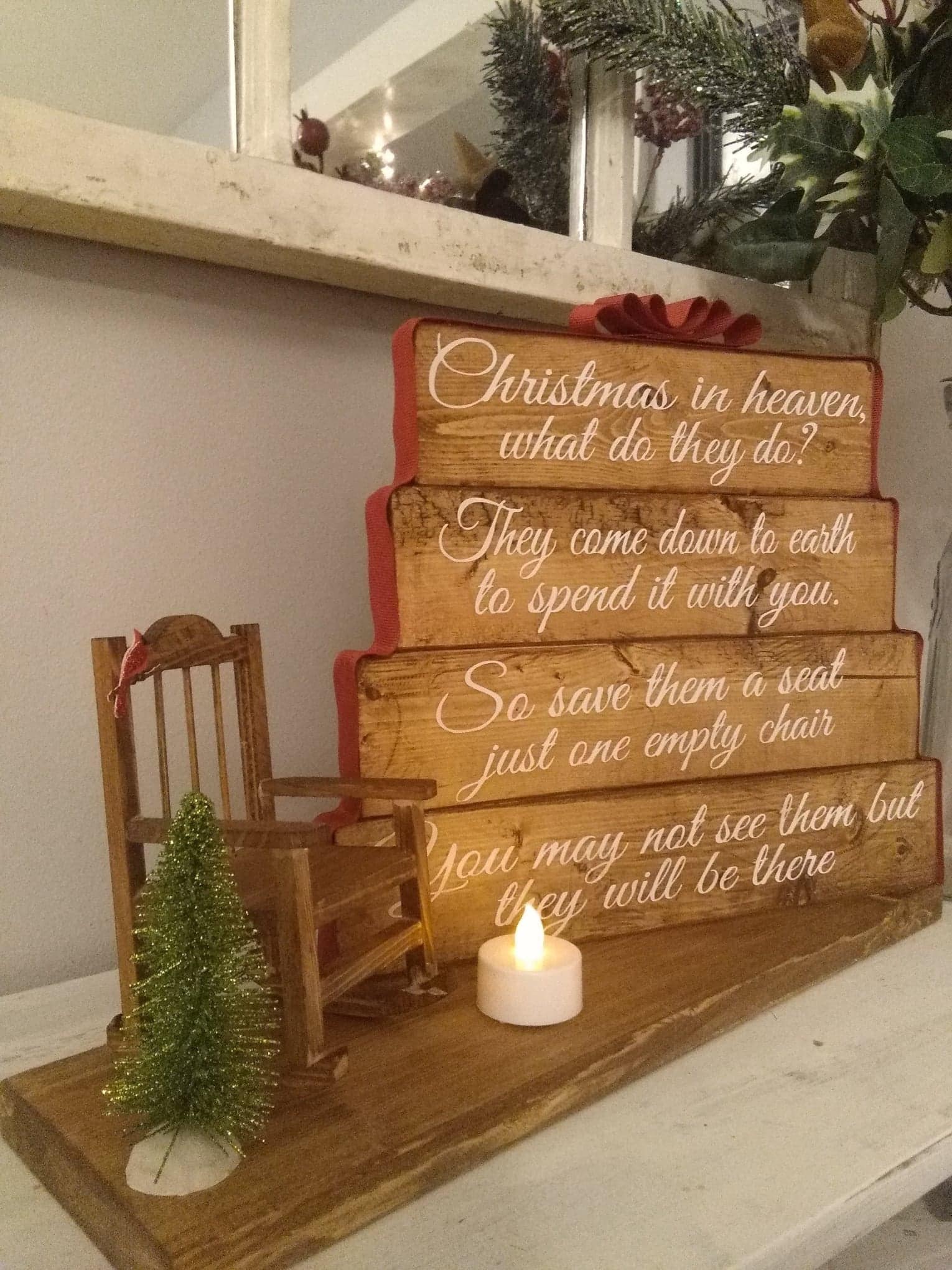 Christmas in Heaven, Christmas Memories, Christmas Keepsake, In Remembrance - White Rocking Chair available - Red Chair is SOLD OUT