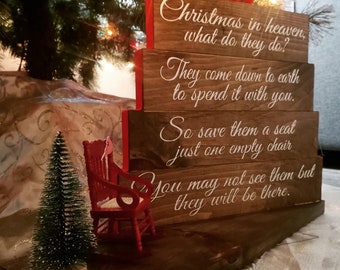 Christmas in Heaven, Memorial Christmas Memories, Christmas Keepsake, In Remembrance - Rocking Chair is BACK! Red Chair is SOLD OUT