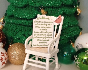 Ornament Christmas in Heaven, Christmas Memories, Christmas Keepsake, In Remembrance - White Rocking Chair Ornament