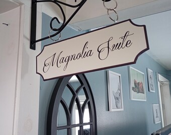 Personalized Name Custom Vintage Wood Hanging Street Sign: Distressed Farmhouse Decor Double Sided
