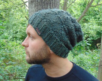Green Men Hat Alpaca Green Knit Hat 