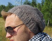 100% lana para hombre Slouchy Beanie Beige de punto marrón punto Mans sombrero tapa Slouchy muchachos grueso de lana sombrero gorro para hombre Fall Beanie Teen Boy
