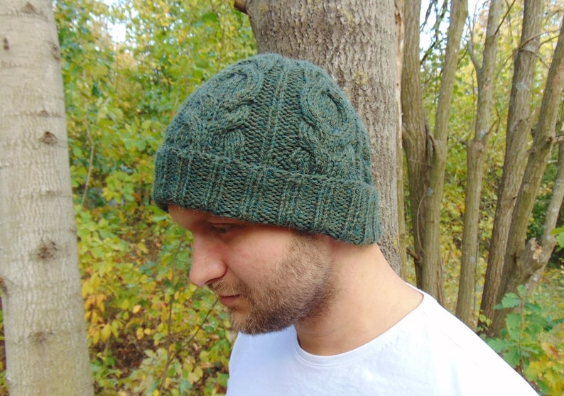 Green Alpaca Cable Beanie Green Mens Wool Rib Hat Men/'s Hat Cable Knit Winter Cap Wool Hat Rib Beanie Knit Skull Hat Warm Wool Hat Watchmen