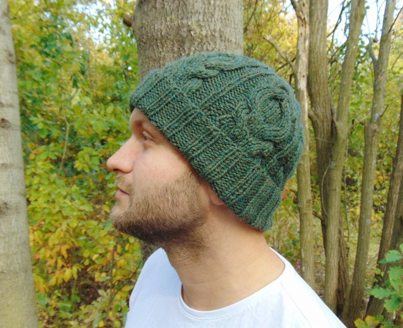 Green Alpaca Cable Beanie Green Mens Wool Rib Hat Men/'s Hat Cable Knit Winter Cap Wool Hat Rib Beanie Knit Skull Hat Warm Wool Hat Watchmen