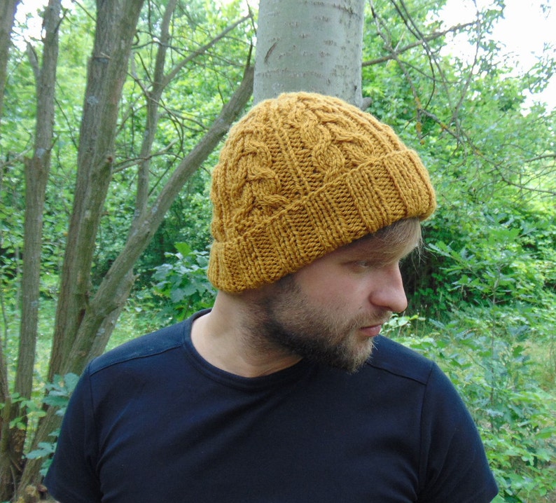 mens cable knit wool hat