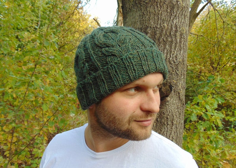 Green Alpaca Cable Beanie Green Mens Wool Rib Hat Men/'s Hat Cable Knit Winter Cap Wool Hat Rib Beanie Knit Skull Hat Warm Wool Hat Watchmen