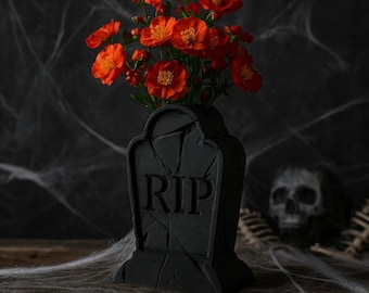 Tombstone Halloween Vase – Spooky Graveyard Decor, 3D Printed Gothic Centerpiece