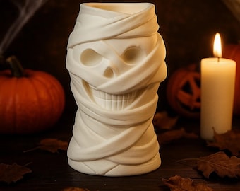 Spooky Mummy Vase – 3D Printed Halloween Decor, Gothic Horror Table Centerpiece, Eco-Friendly Flower Vase, Unique Haunted House Decor