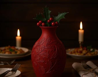 Indoor Planter, Christmas Vase: Modern Holiday Centerpiece, 3D Printed