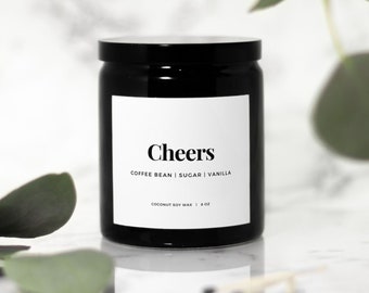Cheers Candle | Ceramic Candle | Candle 8oz | Gift Idea | Soy Candle | Fresh Coffee Scent | Candle Gift Idea