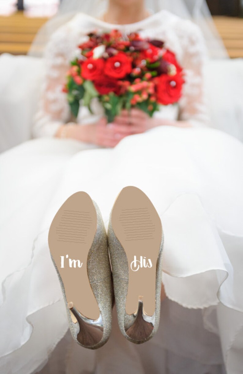 Shoe Decals, Wedding Sticker Decals for Your Shoes, I'm Hers & I'm His Shoe Decals image 4