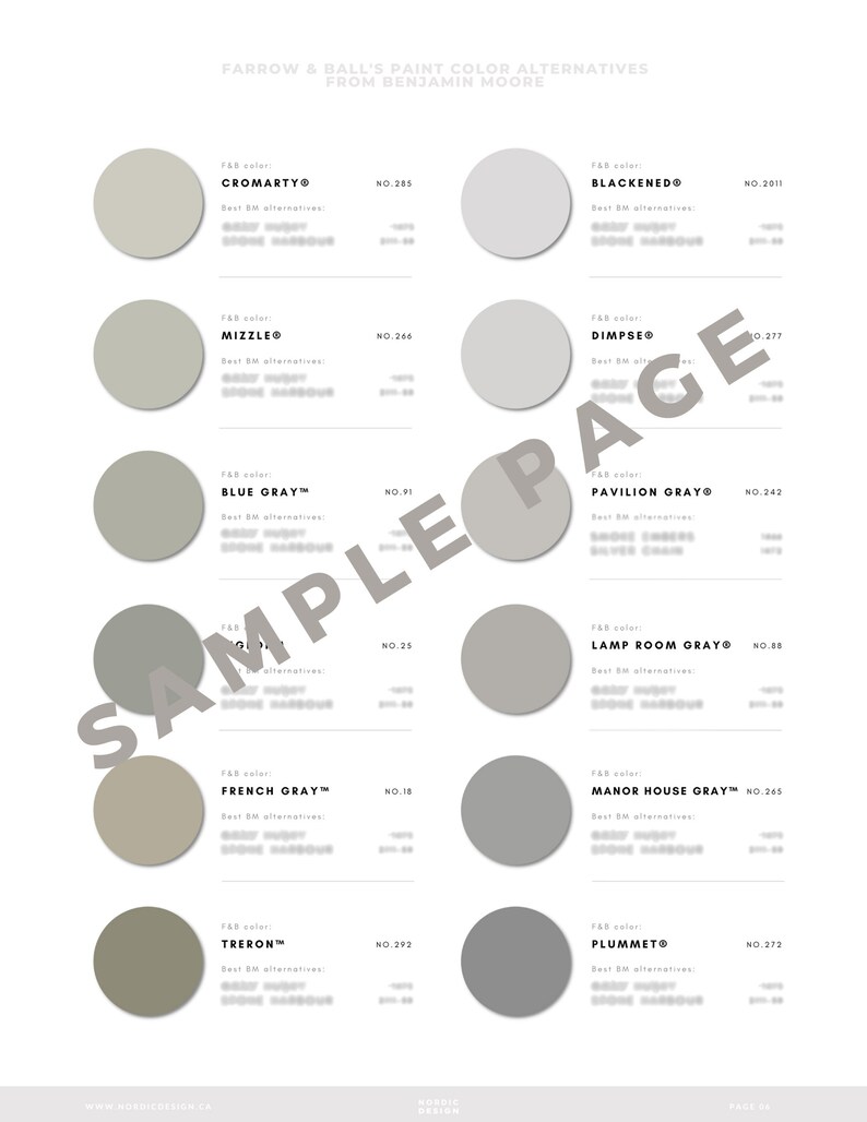 2023 Farrow & Ball Paint Matched to Benjamin Moore Farrow Etsy Canada