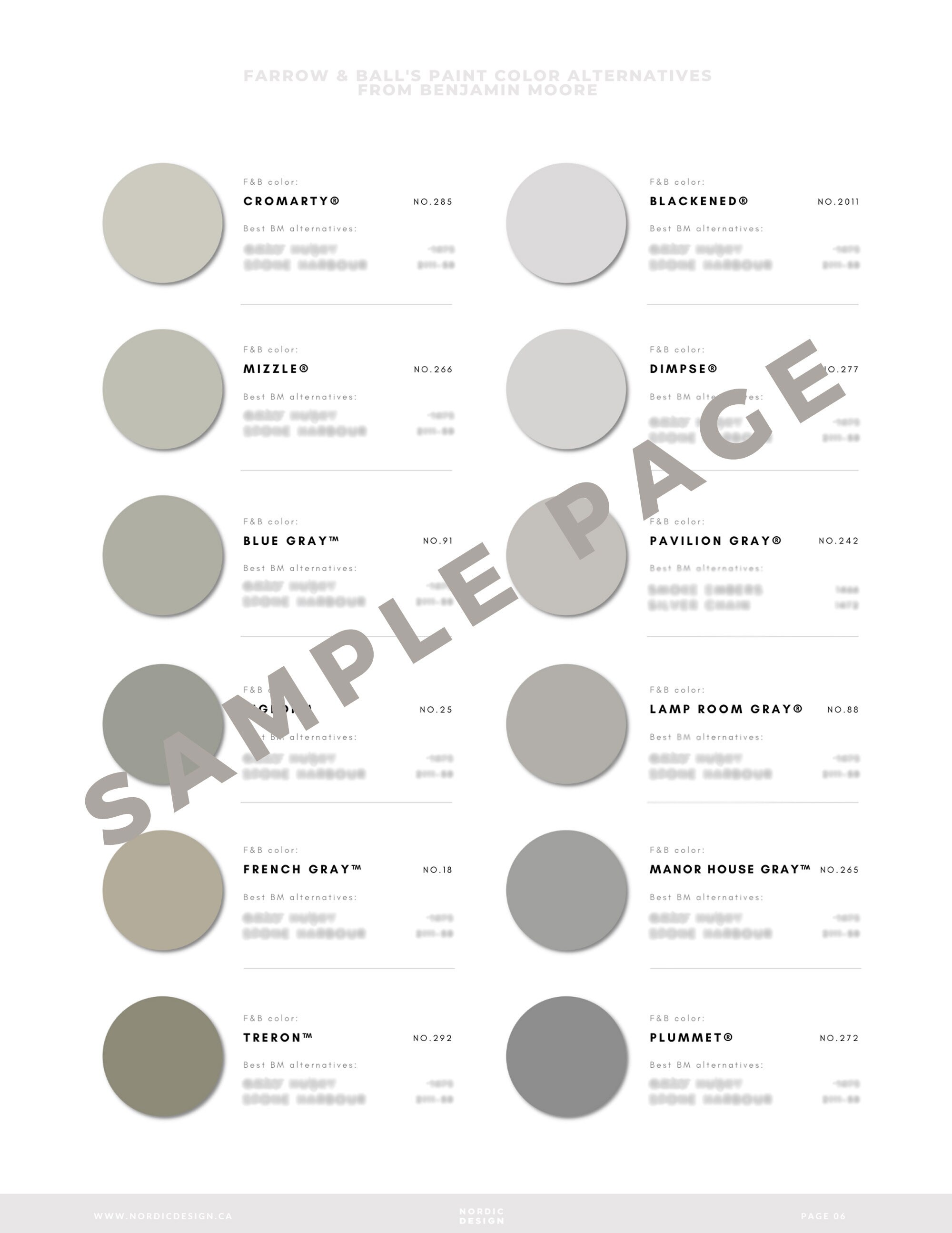2023 Farrow & Ball Paint Matched to Benjamin Moore Farrow Etsy Canada