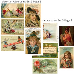 Viktorianische Werbekarten Set 3 Sofort Download A4/8.5 by 11 RGB und CMYK