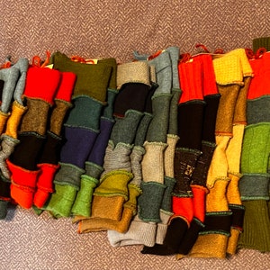 Upcycled recycled fingerless texting arm warmers sweater gloves mittens Katwise inspired