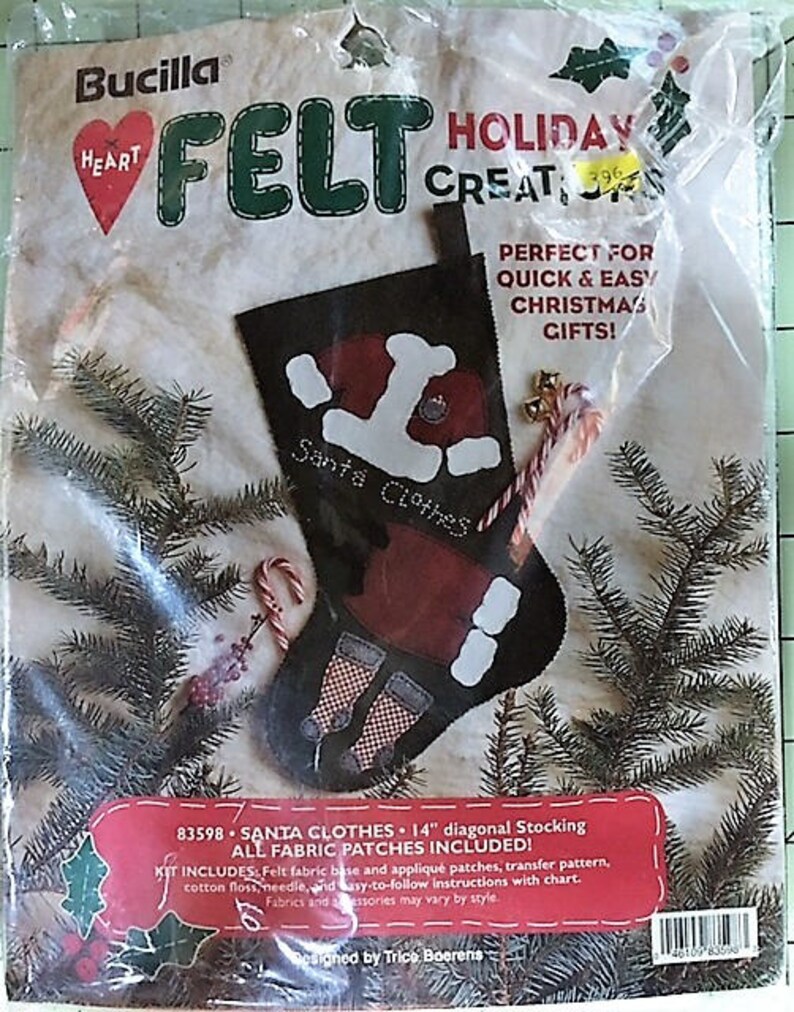 Bucilla Santa/'s clothes Heart Felt Holiday Creative 14 Stocking