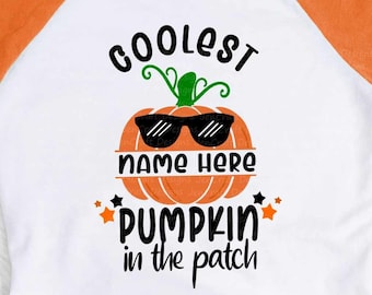 Coolest Pumpkin in the Patch SVG, Boy Thanksgiving Design,Fall Cut File, Kids' Halloween Saying, Shirt Quote, dxf eps png Silhouette Cricut