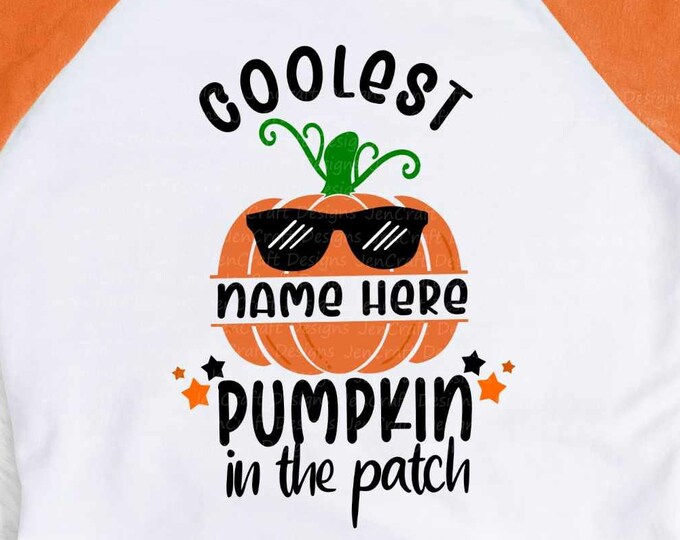 Coolest Pumpkin in the Patch SVG, Boy Thanksgiving Design,Fall Cut File, Kids' Halloween Saying, Shirt Quote, dxf eps png Silhouette Cricut