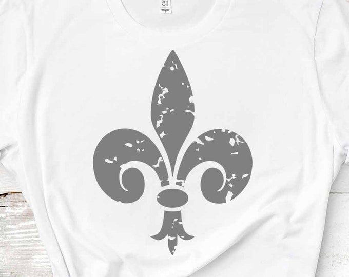 Distressed Le Fleur De Lis svg, Grunge Mardi Gras svg, New Orleans Louisiana, Fat Tuesday SVG, DXF, EPS shirt, Cricut Silhouette